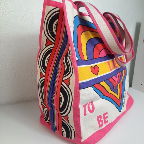 NWT Brighton Rainbow Bright Large Canvas Tote, Versatile "Love To Be Bold" 14x15 - Picture 10 of 10